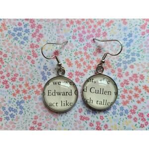 Edward Cullen pendant earrings made with Twilight book pages